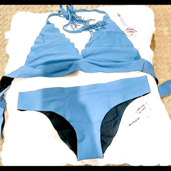 PilyQ NWT sky blue bikini size Large - Picture 2 of 6